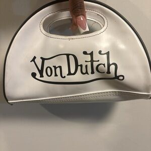 Von Dutch White and Black Women's Y2K Bag